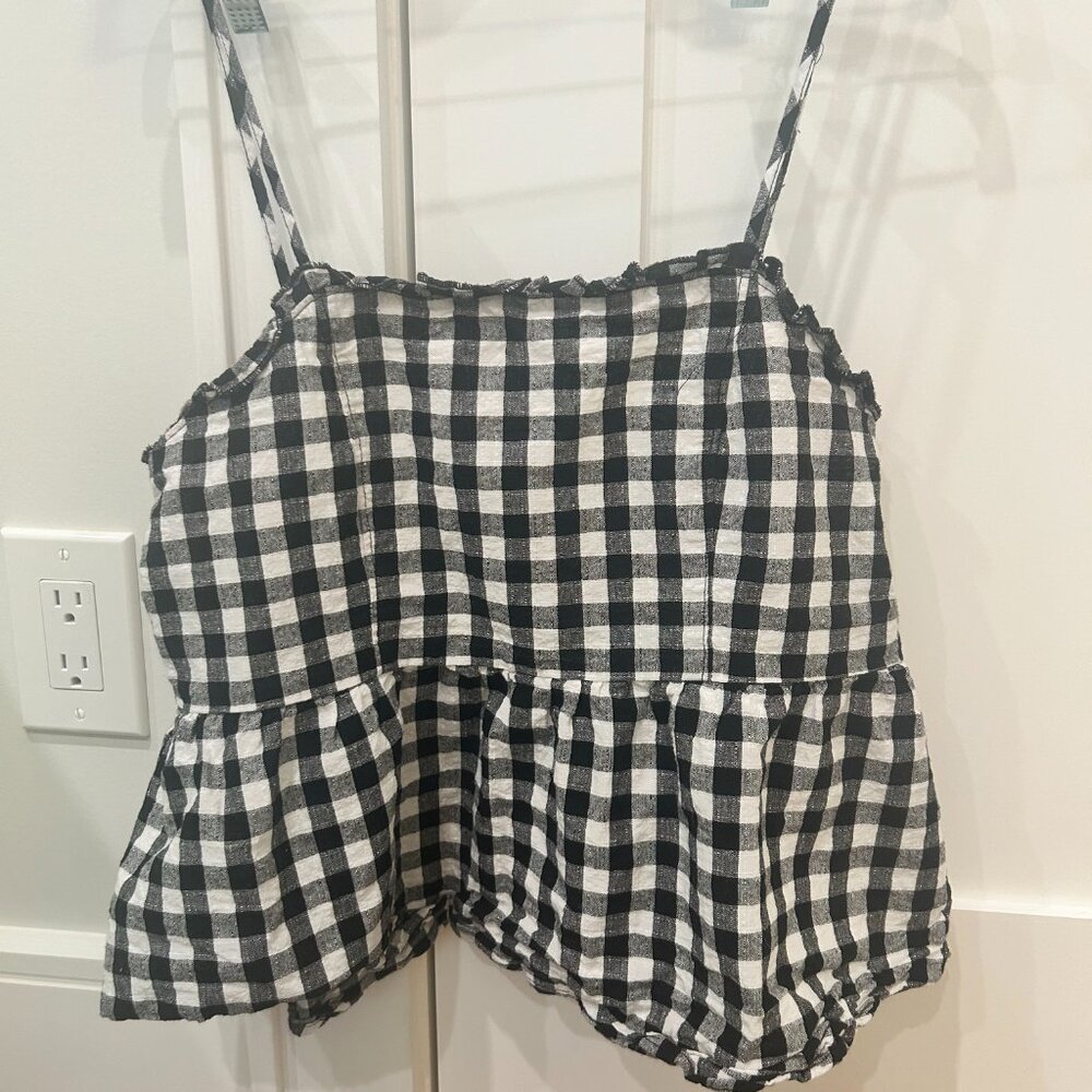 Love on a Hanger Black and White Gingham 100% Cotton Top, Large